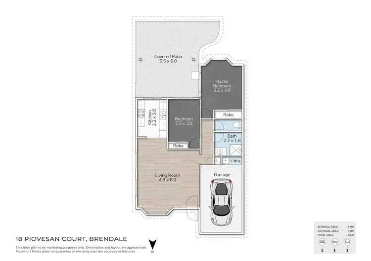Floorplan of Homely semi-detached listing, 18 Piovesan Court, Brendale QLD 4500