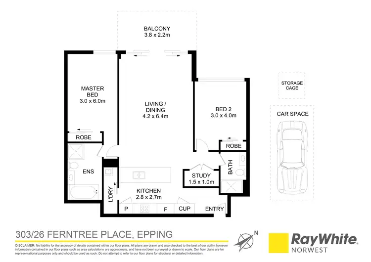 Floorplan of Homely apartment listing, 303/26 Ferntree Place, Epping NSW 2121