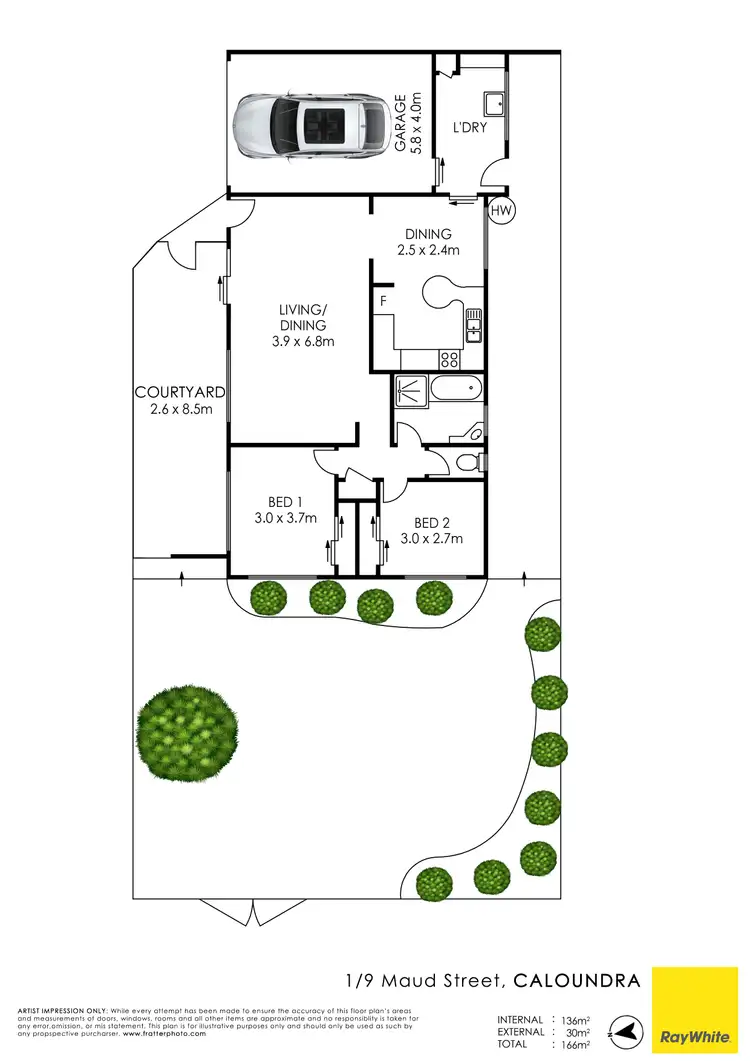 Floorplan of Homely semi-detached listing, Unit 1/9 Maud Street, Caloundra QLD 4551