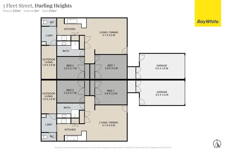 Floorplan of Homely unit listing, 1 & 2/5 Fleet Street, Darling Heights QLD 4350
