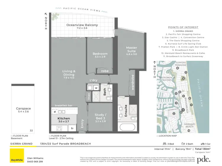 Floorplan of Homely apartment listing, 1304/22 Surf Parade, Broadbeach QLD 4218