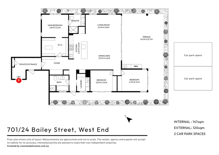 Floorplan of Homely unit listing, 701/24 Bailey Street, West End QLD 4101