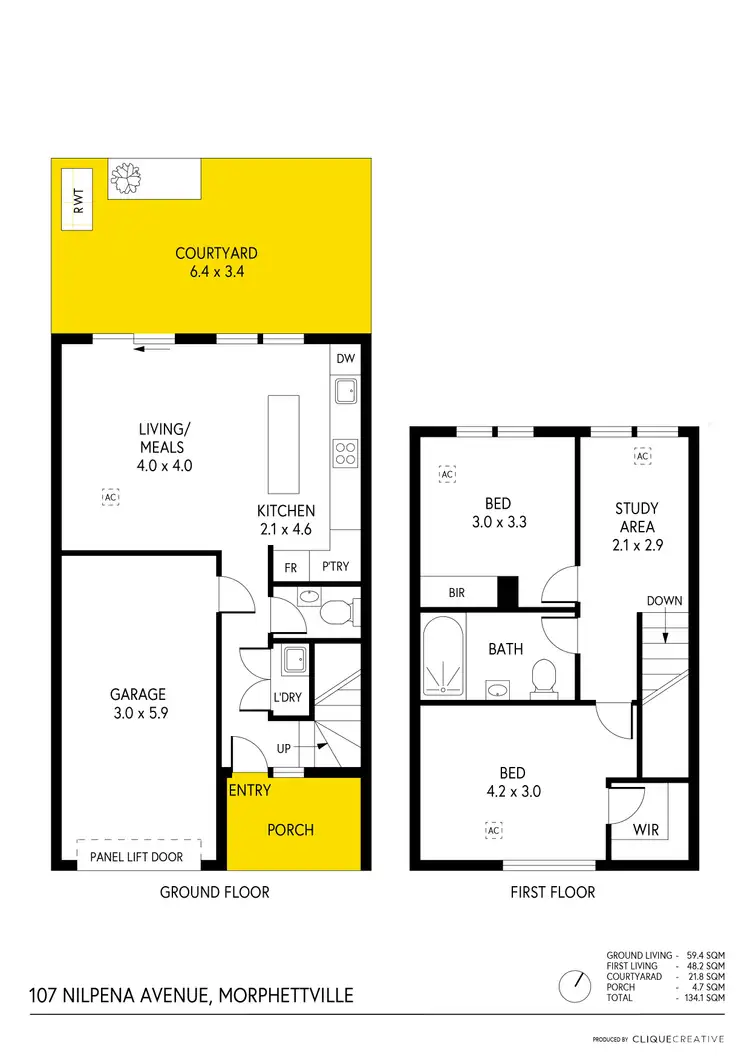 Floorplan of Homely townhouse listing, 107 Nilpena Avenue, Morphettville SA 5043