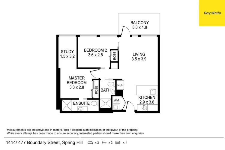 Floorplan of Homely unit listing, 1414/477 Boundary Street, Spring Hill QLD 4000