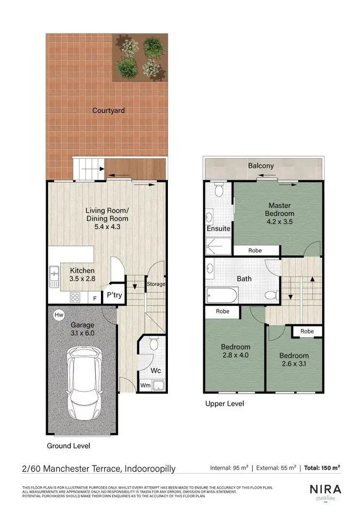 Floorplan of Homely townhouse listing, 2/60 Manchester Terrace, Indooroopilly QLD 4068