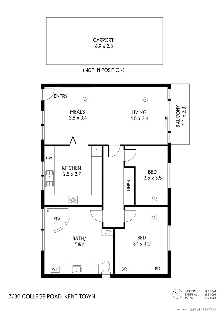 Floorplan of Homely apartment listing, 7/30 College Road, Kent Town SA 5067