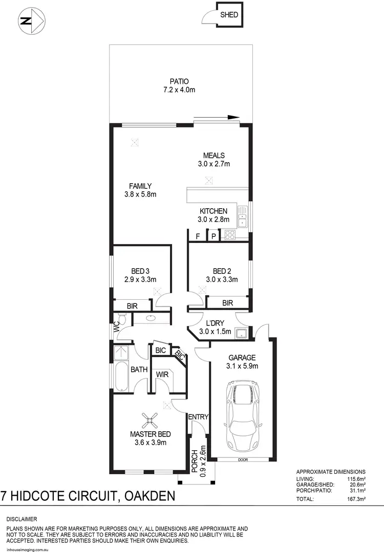Floorplan of Homely house listing, 7 Hidcote Circuit, Oakden SA 5086