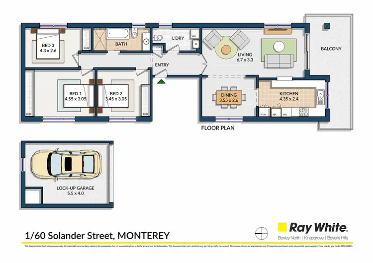 Floorplan of Homely apartment listing, 1/60 Solander Street, Monterey NSW 2217