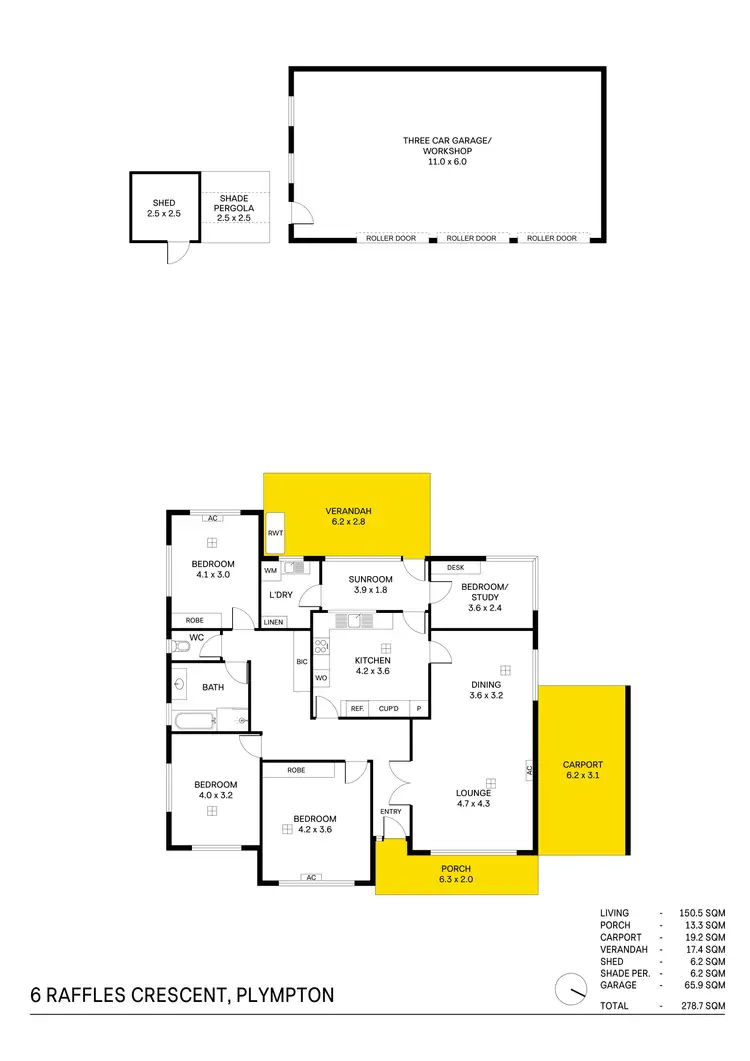 Floorplan of Homely house listing, 6 Raffles Crescent, Plympton SA 5038