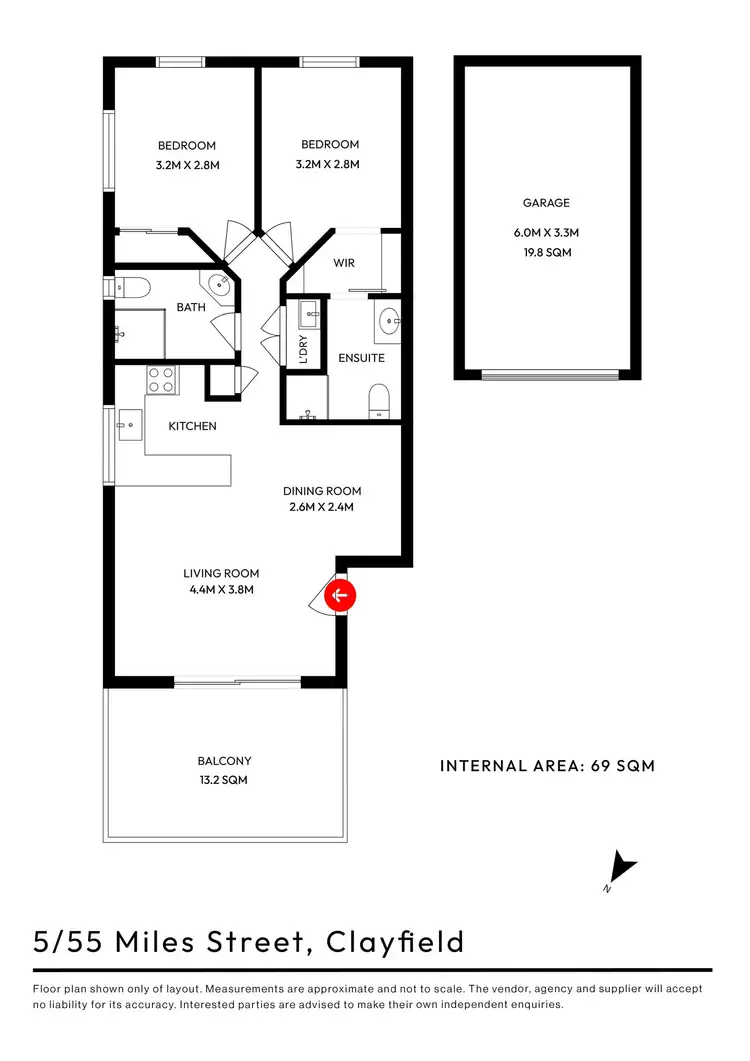 Floorplan of Homely townhouse listing, 5/55 Miles Street, Clayfield QLD 4011