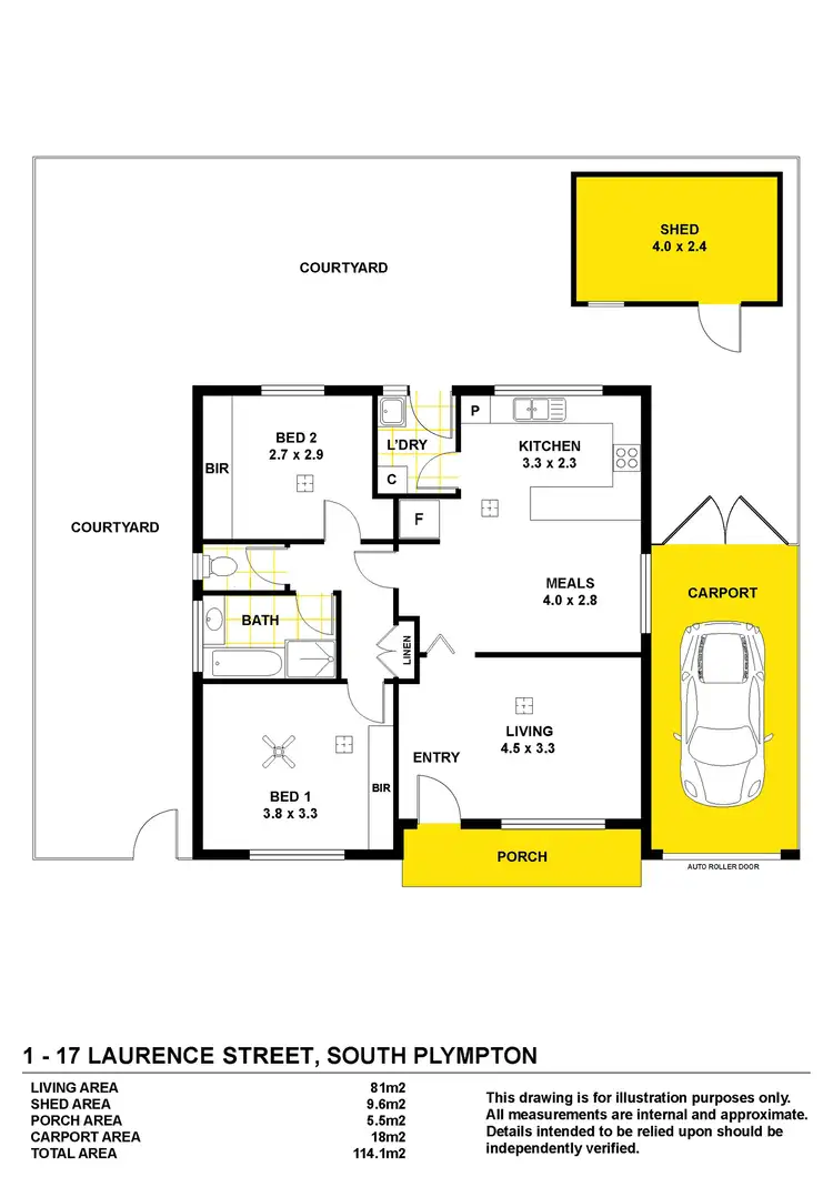 Floorplan of Homely unit listing, 1/17 Laurence Street, South Plympton SA 5038