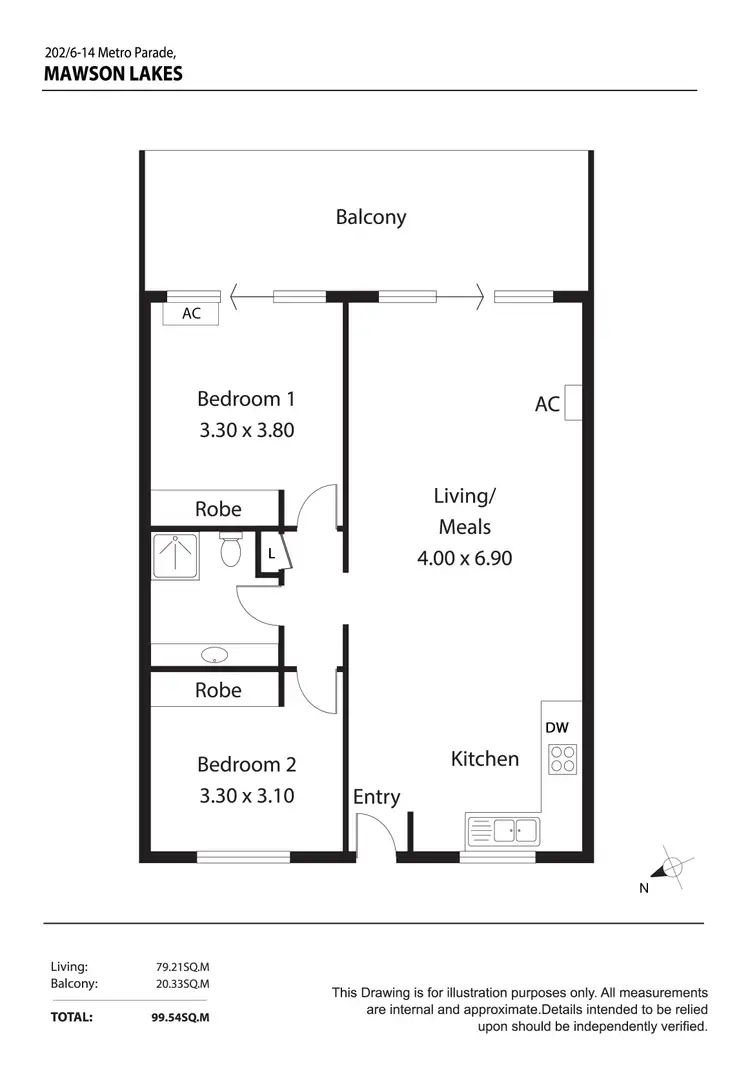 Floorplan of Homely apartment listing, 202/6-14 Metro Parade, Mawson Lakes SA 5095