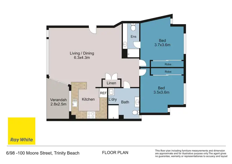 Floorplan of Homely unit listing, 6/98-100 Moore Street, Trinity Beach QLD 4879