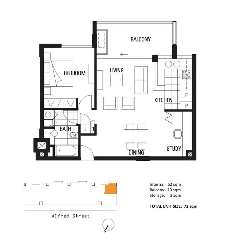 Floorplan of Homely apartment listing, 704/82 Alfred Street, Fortitude Valley QLD 4006