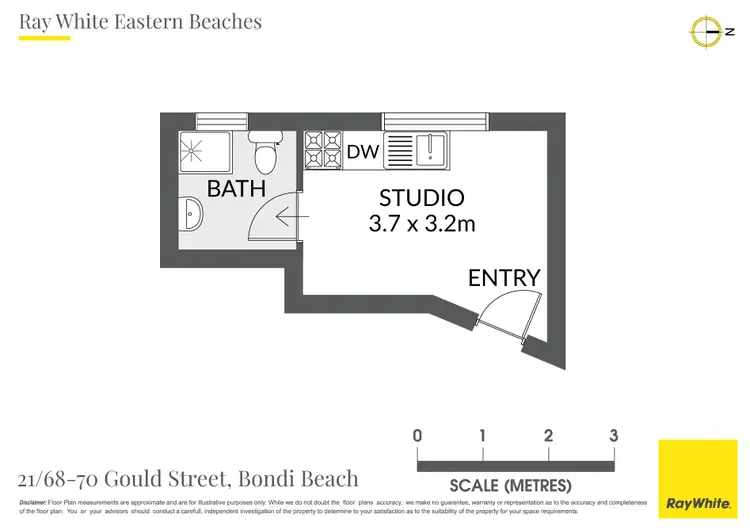 Floorplan of Homely studio listing, 21/68 Gould Street, Bondi Beach NSW 2026