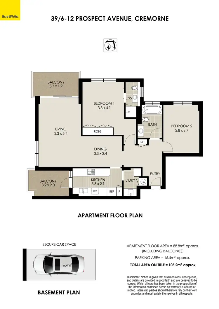 Floorplan of Homely apartment listing, 39/6-12 Prospect Avenue, Cremorne NSW 2090