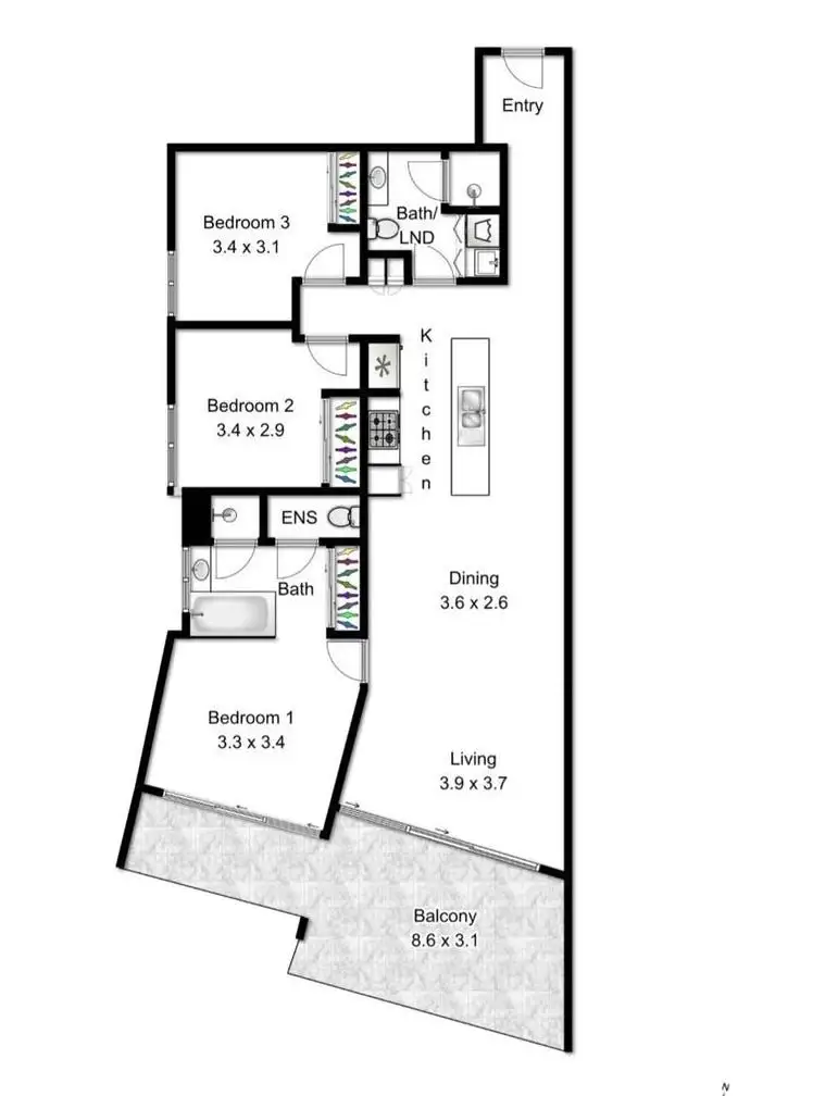 Floorplan of Homely apartment listing, 2507/92 Quay Street, Brisbane City QLD 4000