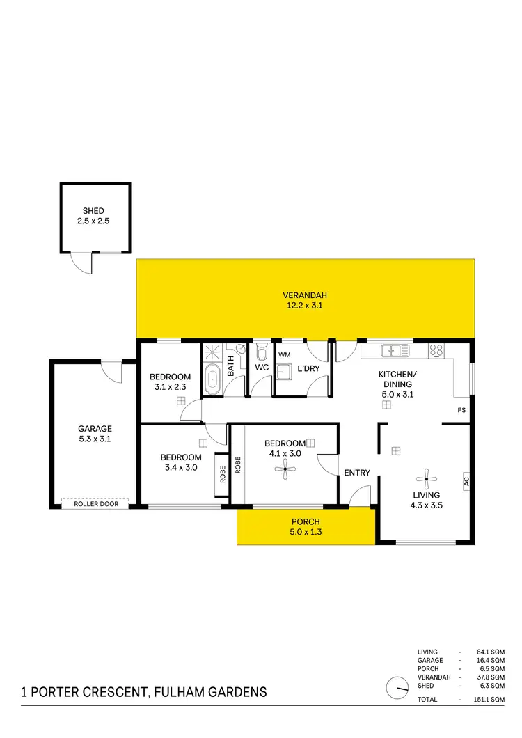 Floorplan of Homely house listing, 1 Porter Crescent, Fulham Gardens SA 5024