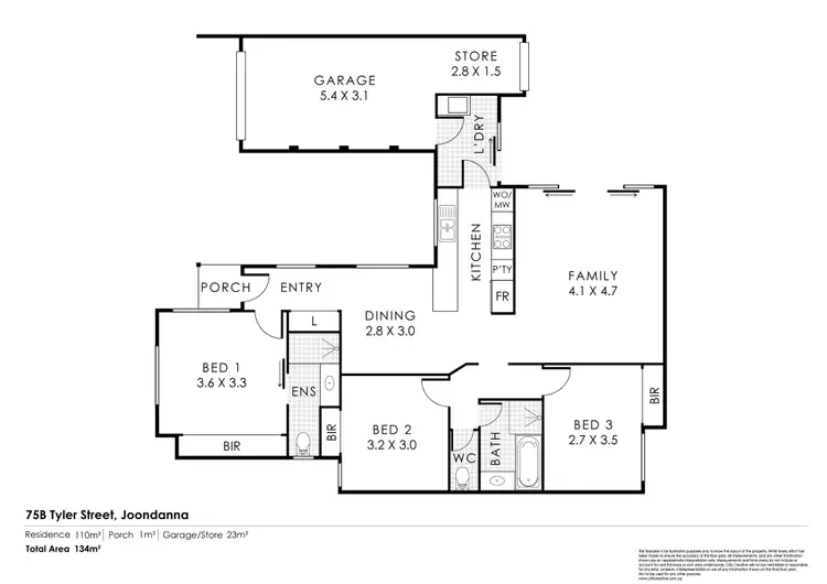Floorplan of Homely villa listing, 75B Tyler Street, Joondanna WA 6060