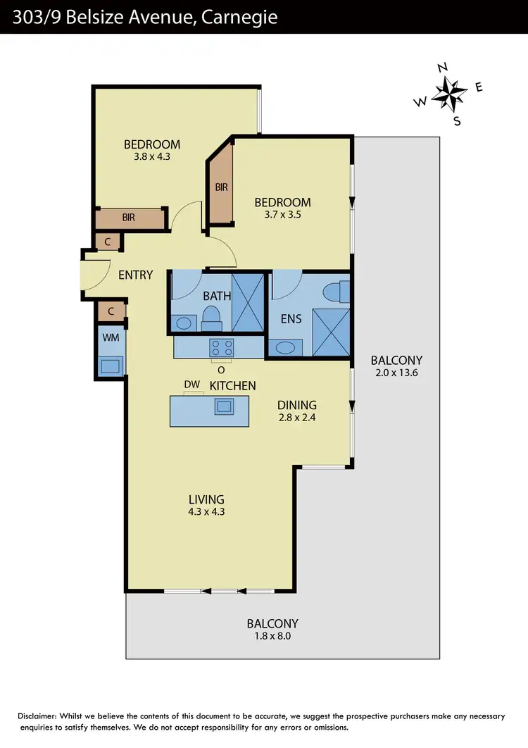 Floorplan of Homely apartment listing, 303/9 Belsize Avenue, Carnegie VIC 3163