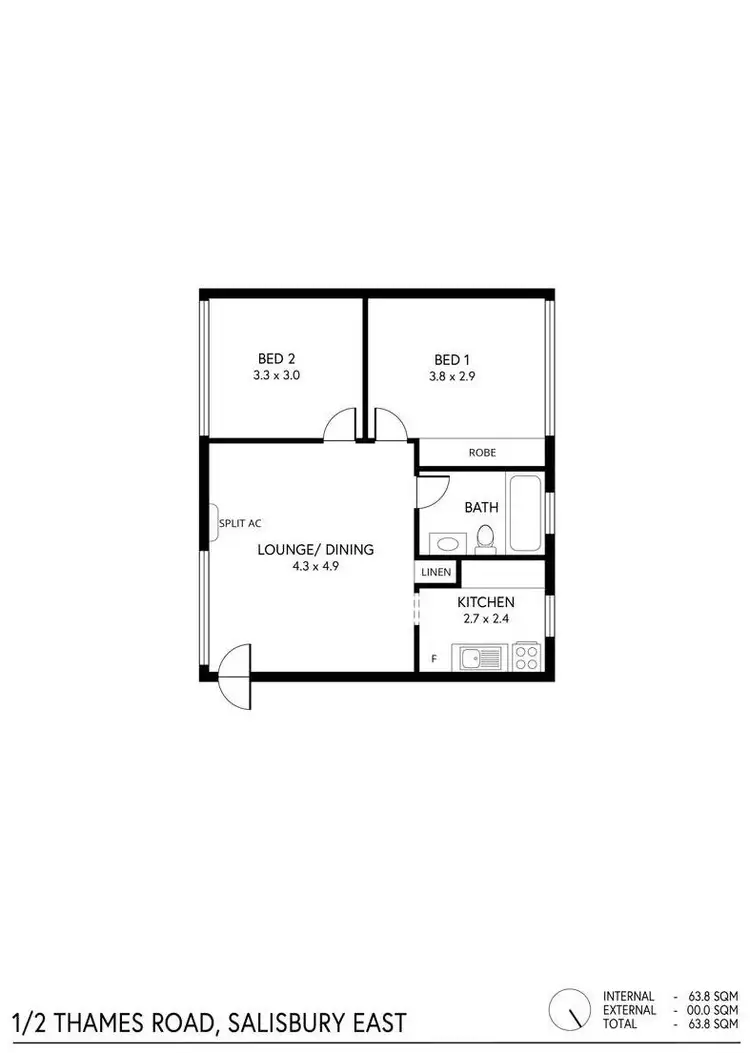 Floorplan of Homely unit listing, 1/2 Thames Crescent, Salisbury East SA 5109