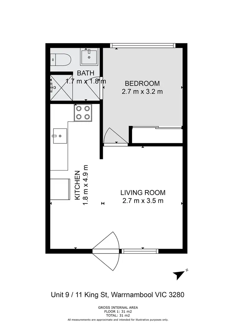 Floorplan of Homely unit listing, 9/11 King Street, Warrnambool VIC 3280