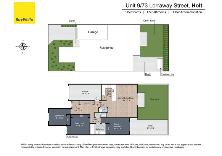 Floorplan of Homely townhouse listing, 9/73 Lorraway Street, Holt ACT 2615