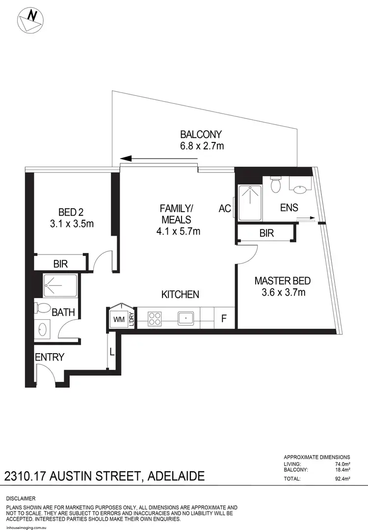Floorplan of Homely apartment listing, 2310/17 Austin Street, Adelaide SA 5000