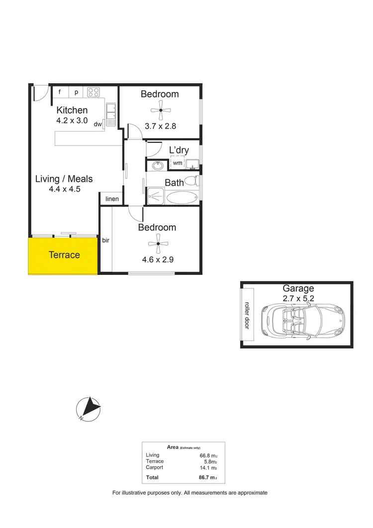 Floorplan of Homely unit listing, 1/70 Military Road, Tennyson SA 5022