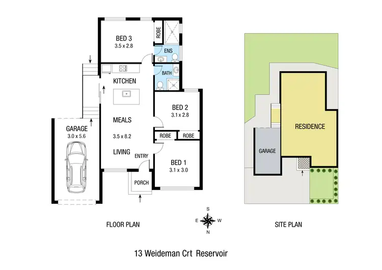 Floorplan of Homely townhouse listing, 13 Weideman Court, Reservoir VIC 3073