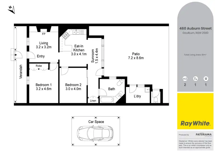 Floorplan of Homely semi-detached listing, 460 Auburn Street, Goulburn NSW 2580