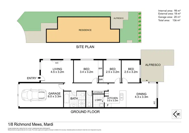 Floorplan of Homely semi-detached listing, 1/8 Richmond Mews, Mardi NSW 2259