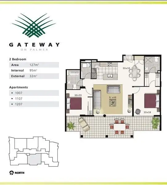 Floorplan of Homely apartment listing, 1107/2 Dibbs Street, South Townsville QLD 4810
