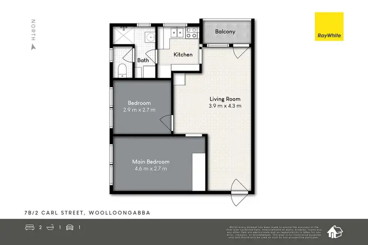 Floorplan of Homely unit listing, 7B/2 Carl Street, Woolloongabba QLD 4102