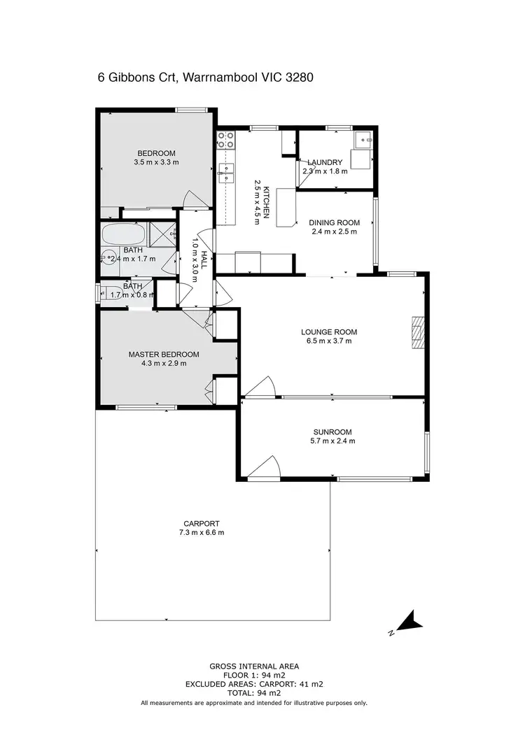 Floorplan of Homely house listing, 6 Gibbons Court, Warrnambool VIC 3280