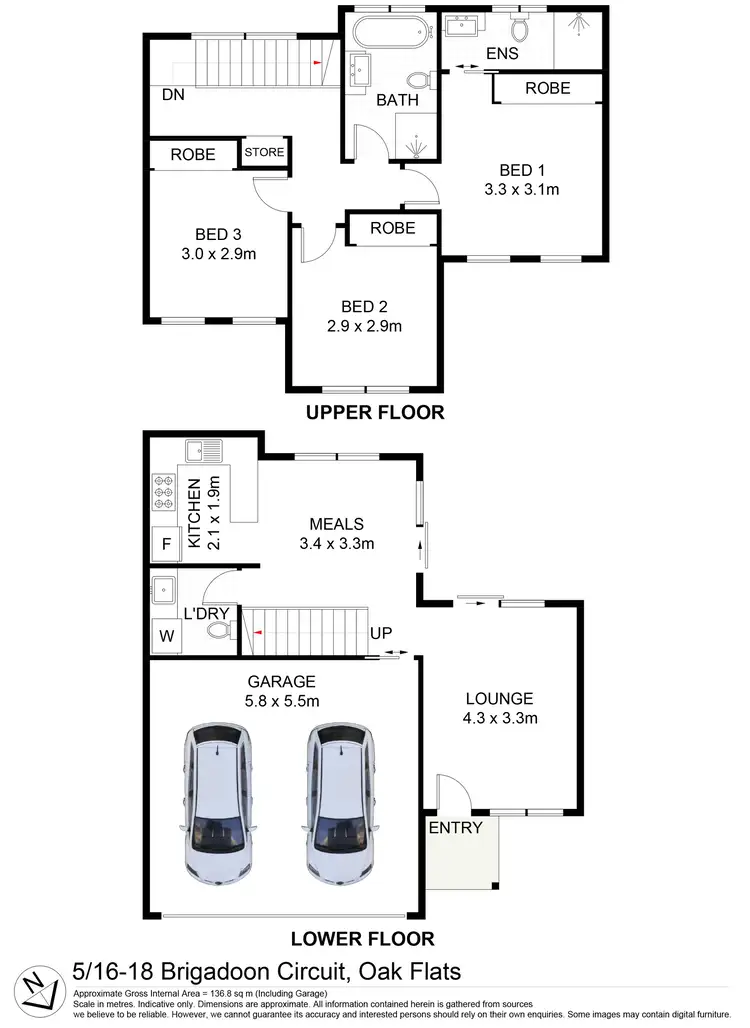 Floorplan of Homely townhouse listing, 5/16 Brigadoon Circuit, Oak Flats NSW 2529
