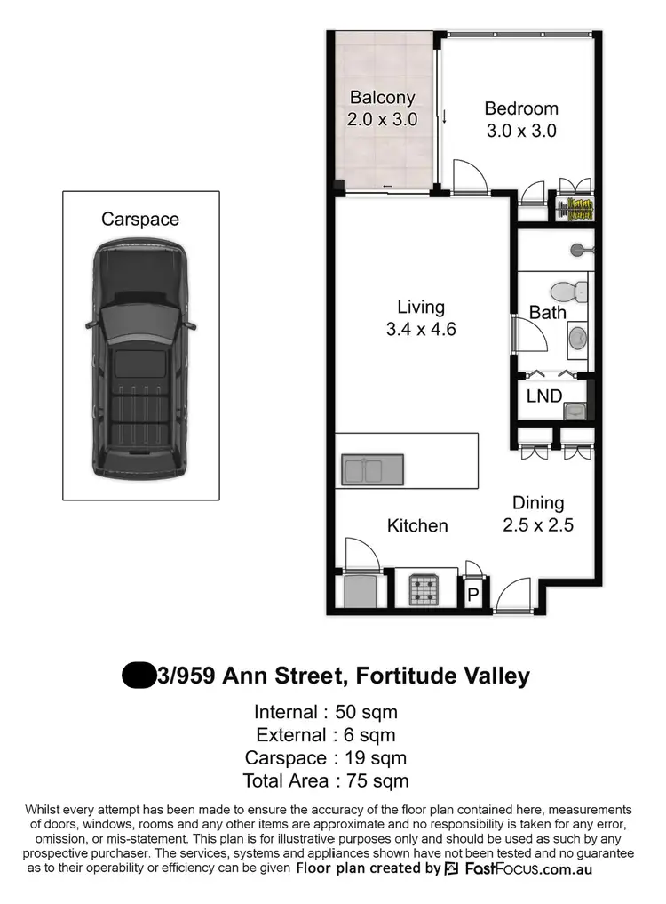 Floorplan of Homely apartment listing, 603/959 Ann Street, Fortitude Valley QLD 4006