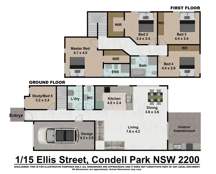Floorplan of Homely townhouse listing, 1/15-19 Ellis Street, Condell Park NSW 2200