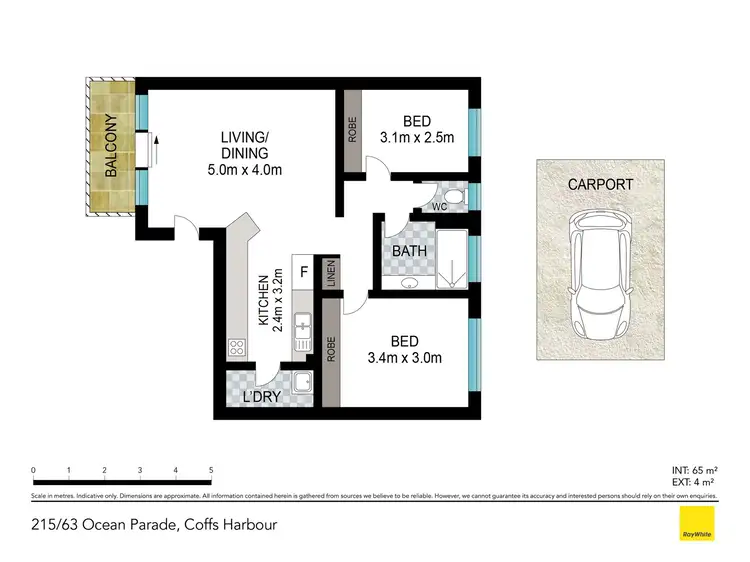 Floorplan of Homely unit listing, 215/63 Ocean Parade, Coffs Harbour NSW 2450