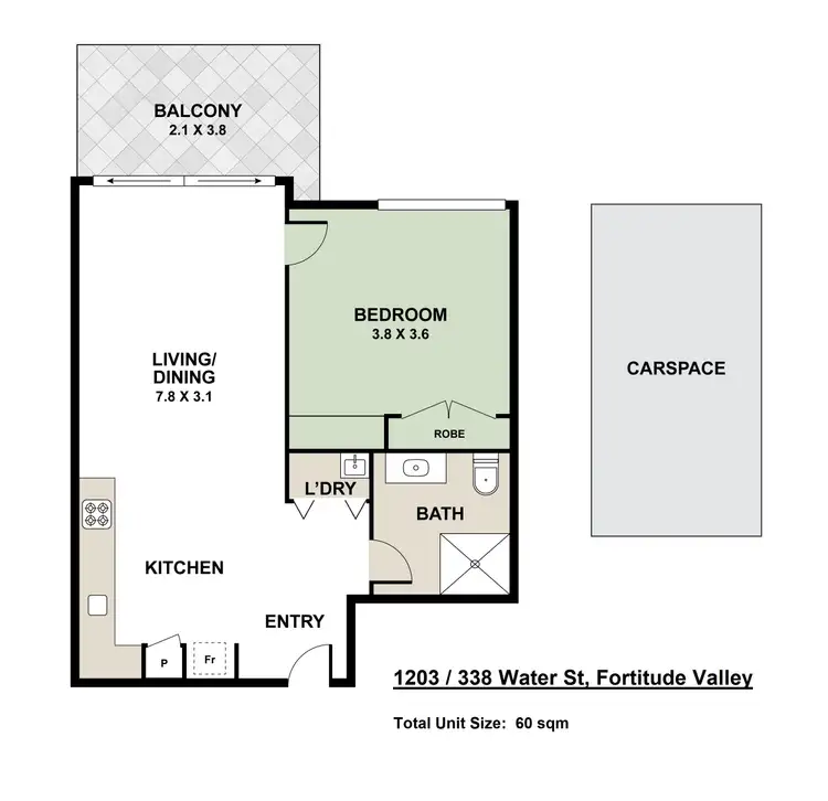 Floorplan of Homely apartment listing, 1203/338 Water Street, Fortitude Valley QLD 4006
