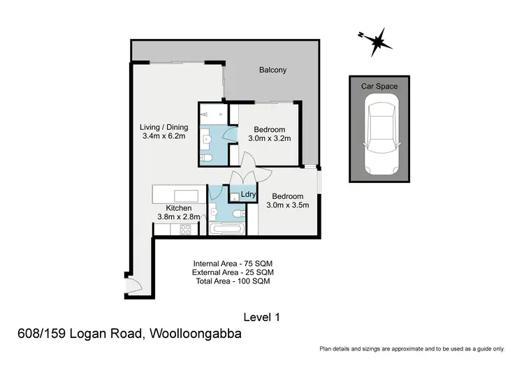 Floorplan of Homely house listing, 608/151 (159) Logan Road, Woolloongabba QLD 4102