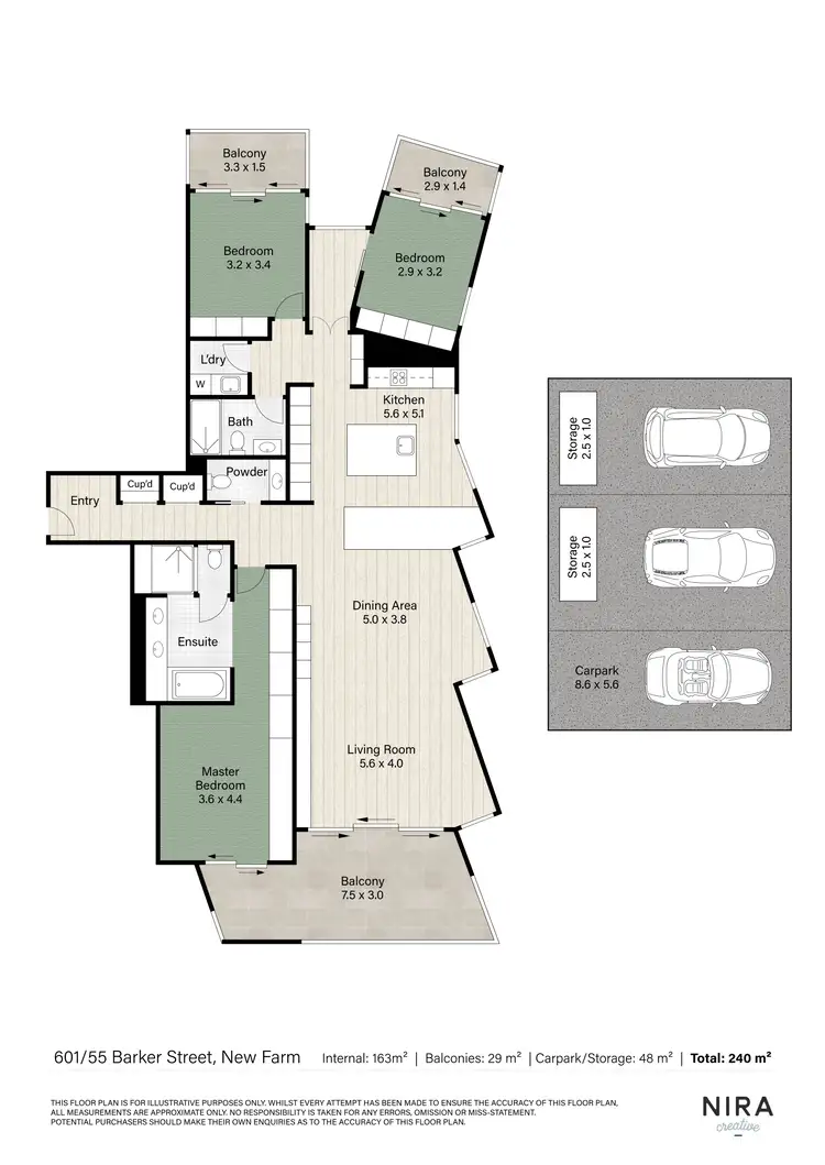 Floorplan of Homely apartment listing, 601/55 Barker Street, New Farm QLD 4005
