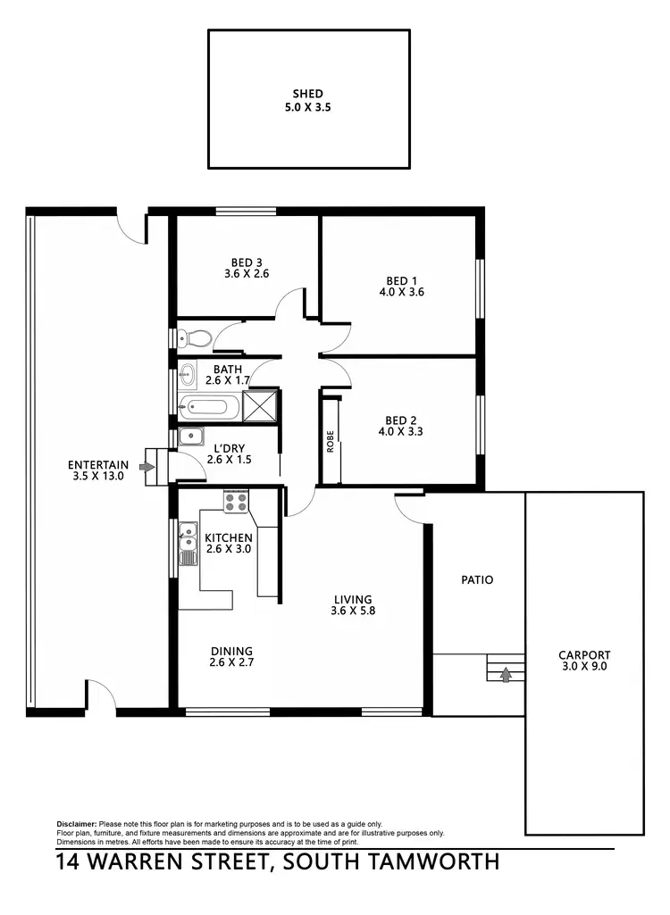 Floorplan of Homely house listing, 14 Warren Street, Tamworth NSW 2340