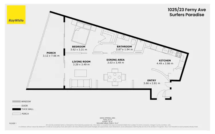 Floorplan of Homely apartment listing, 1025/23 Ferny Avenue, Surfers Paradise QLD 4217