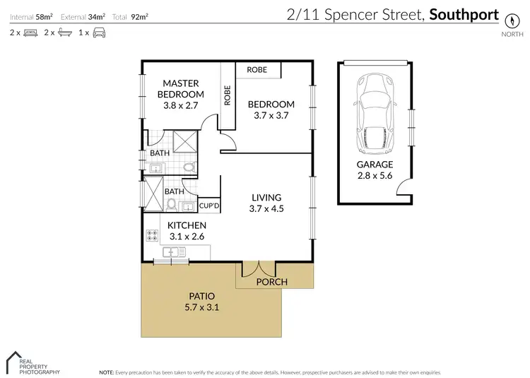 Floorplan of Homely semi-detached listing, 2/11 Spencer Street, Southport QLD 4215