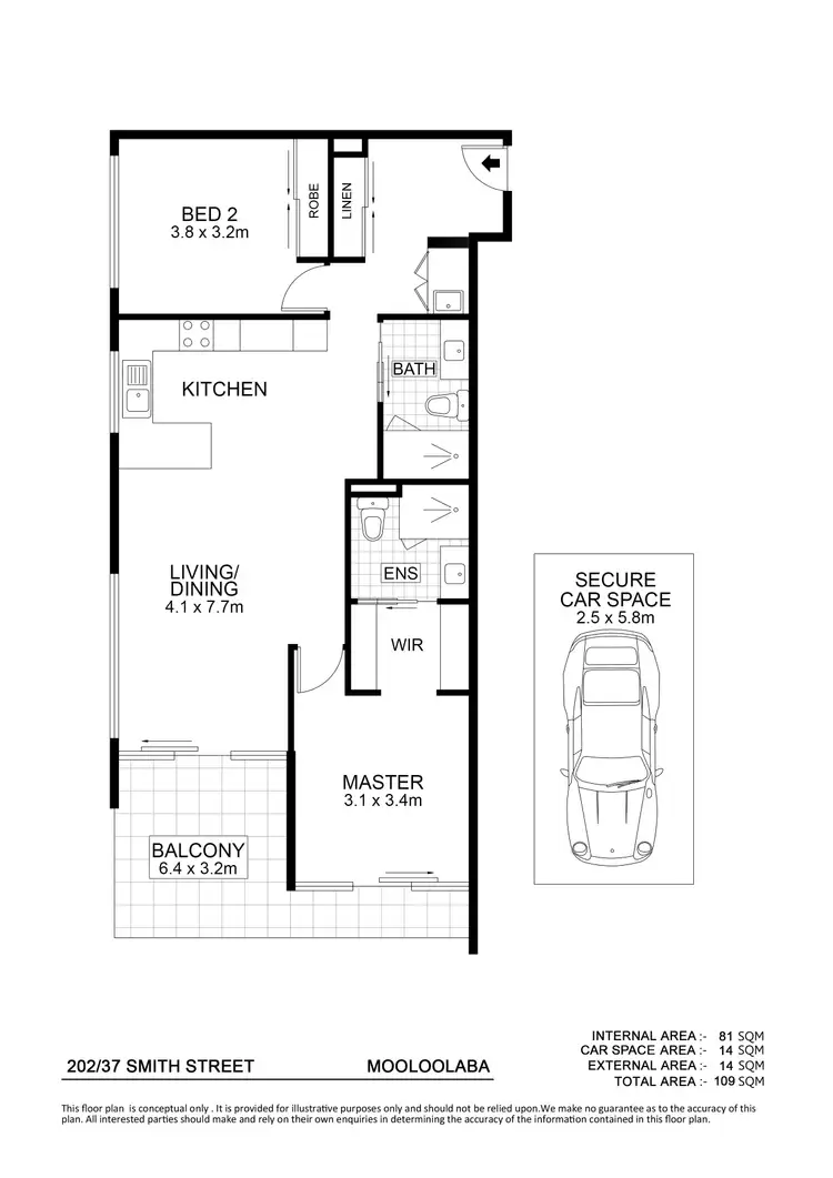 Floorplan of Homely unit listing, 202/37 Smith Street, Mooloolaba QLD 4557