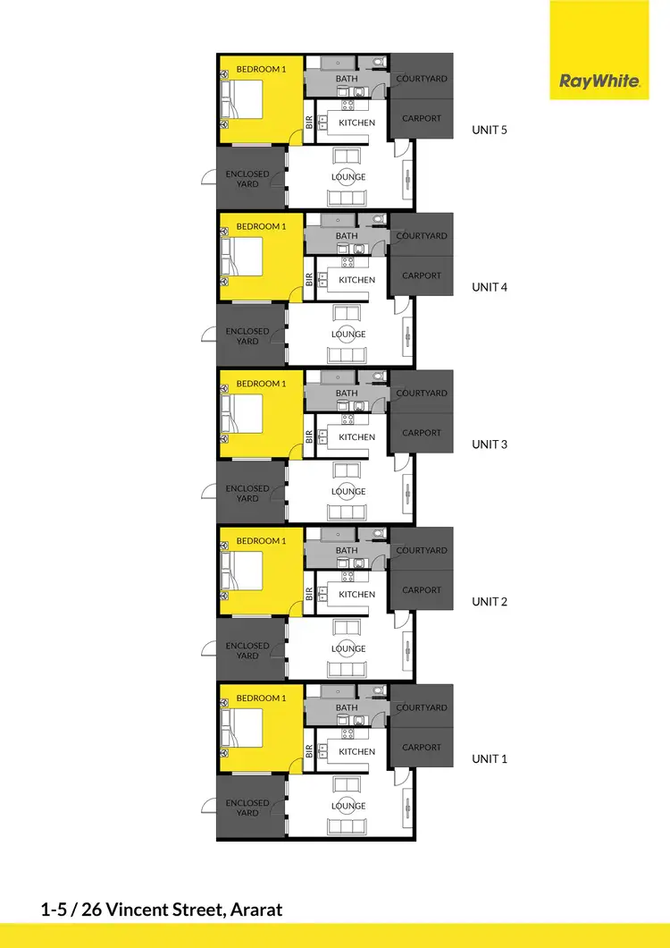 Floorplan of Homely block of units listing, 1-5/26 Vincent Street, Ararat VIC 3377