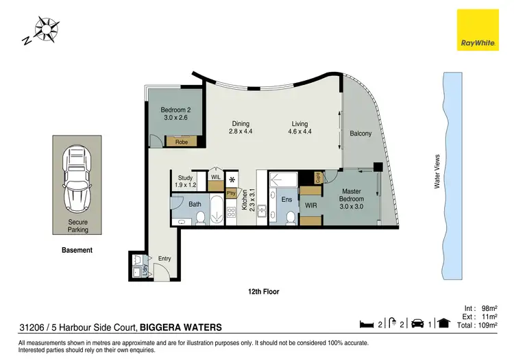 Floorplan of Homely unit listing, 31206/5 Harbourside Court, Biggera Waters QLD 4216