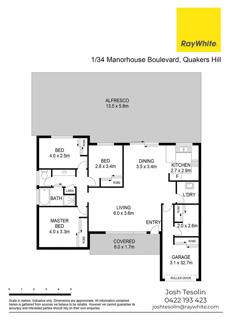 Floorplan of Homely semi-detached listing, 1/34 Manorhouse Boulevard, Quakers Hill NSW 2763