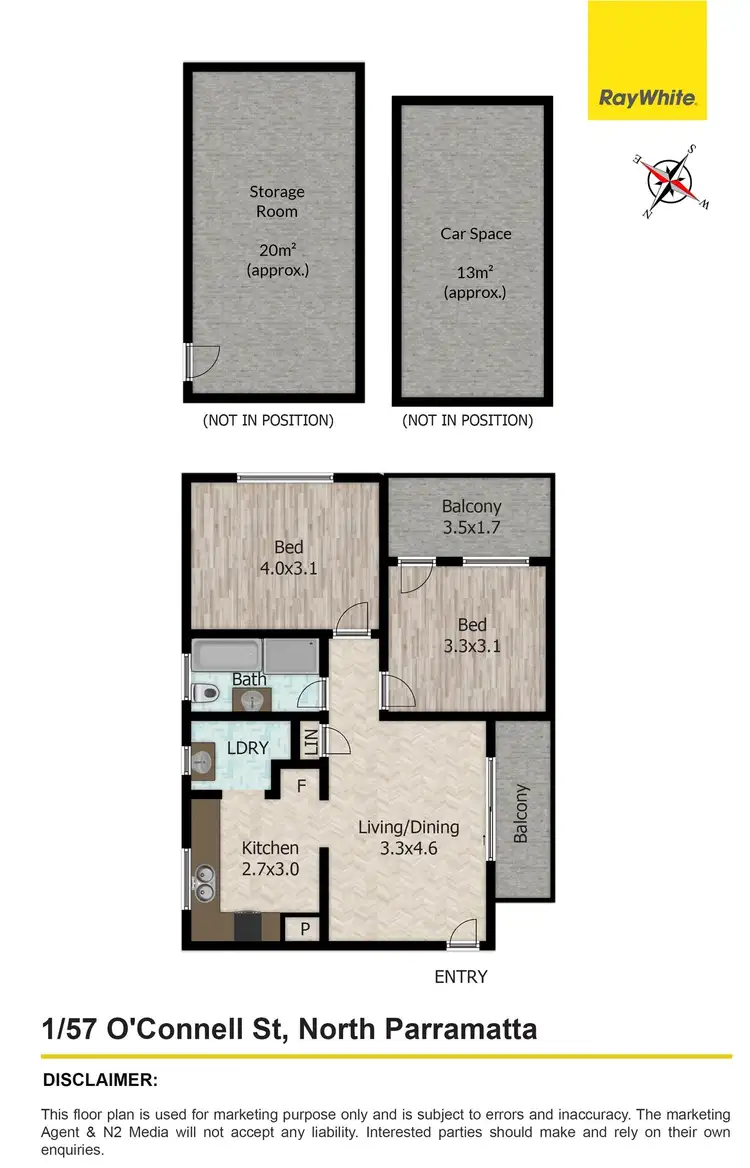 Floorplan of Homely unit listing, 1/57 O'Connell Street, North Parramatta NSW 2151